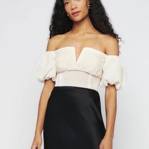 Reformation Amina Velvet Top Size 8 White